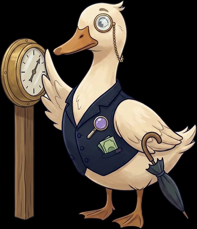 Die edgio-Ente klopft an ein Barometer